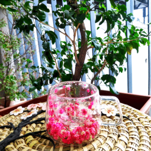 Double-Layered Glass Flower Mug Sunrise