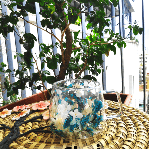 Double-Layered Glass Flower Mug Blossom Double-Layered Glass Flower Mug Blossom