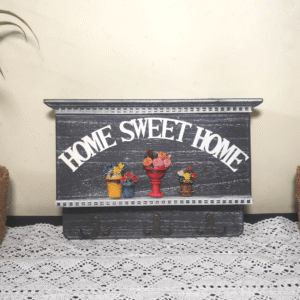 Wooden Wall Keyring Holder Box Black