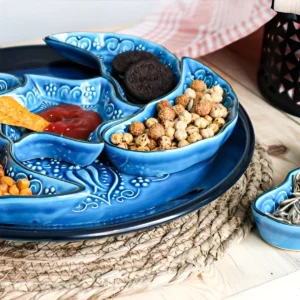 Original Turkish Hand-Painted 8pcs Meze Serving Set Blue