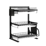 3-Tier Black Carbon Steel Dish Drying Rack