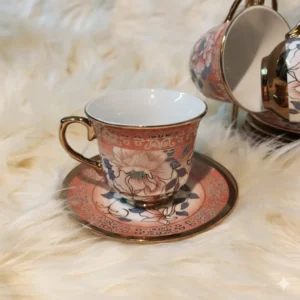 Vintage Ceramic Tea Set with Stand Pink