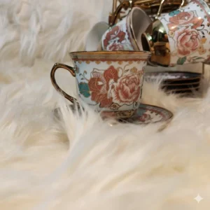 Vintage Ceramic Tea Set with Stand White