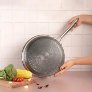 double sided honeycomb frypan with glass lid