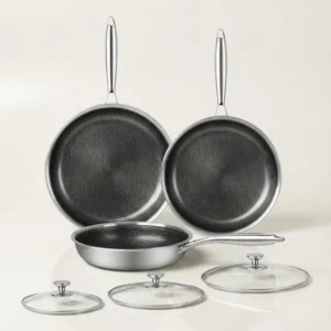 double sided honeycomb frypan with glass lid