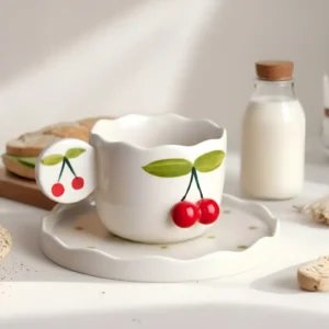 cherry designed cup & saucer