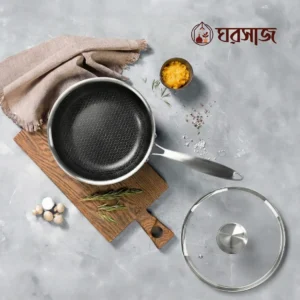 double sided honeycomb frypan with glass lid