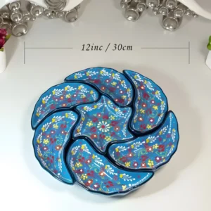 turkish hand painted ceramic dipping set – blue