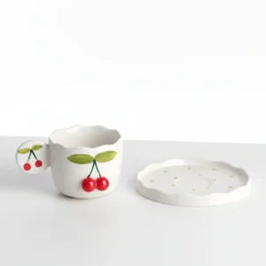 cherry designed cup & saucer