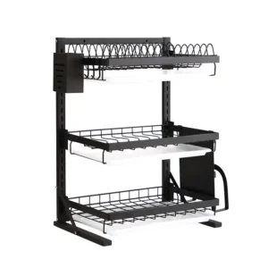 3 layer dish drainer rack black