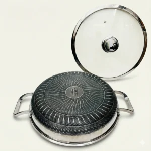 double sided honeycomb flat pan with glass lid