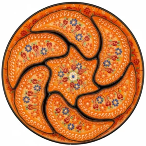 turkish hand painted ceramic dipping set – orange