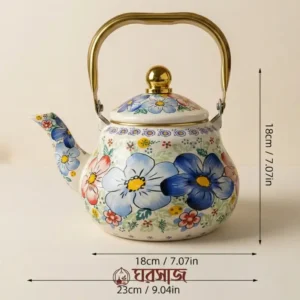 floral blue enamel kettle