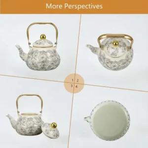 classic botanical enamel kettle