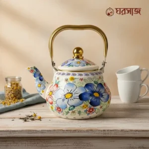 floral blue enamel kettle