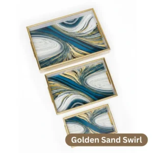 luxury 3 piece marble serving tray set