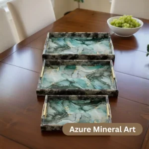 luxury 3 piece marble serving tray set
